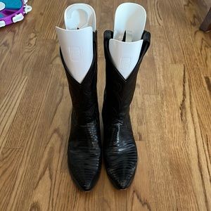 Justin Lizard Black Cowboy Boots size 8 1/2 B nicely broken in!